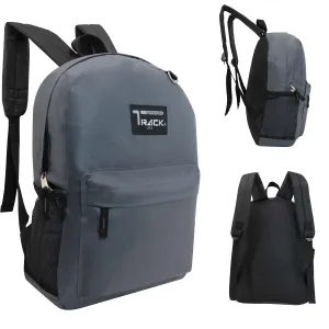 17" Wholesale Classic Charcoal Backpacks - Bulk Case of 24 Bookbags