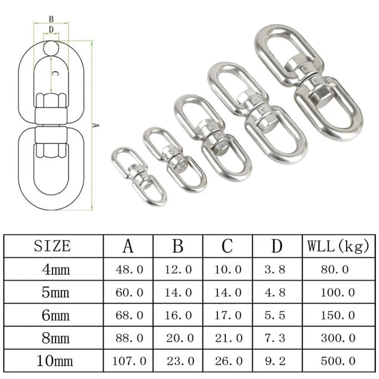 4mm 304 Stainless Steel Universal Rotating Ring