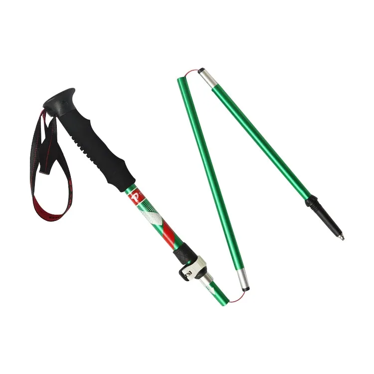 5 Node Portable Foldable Aluminium Alloy Alpenstocks Trekking Poles, Folding Length : 35CM (Green)