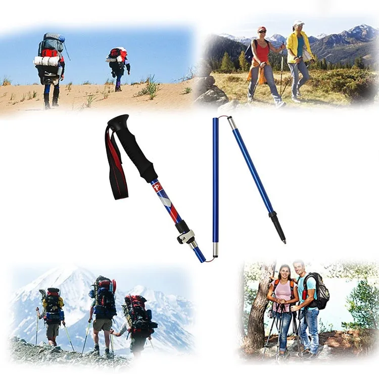 5 Node Portable Foldable Aluminium Alloy Alpenstocks Trekking Poles, Folding Length : 35CM (Green)