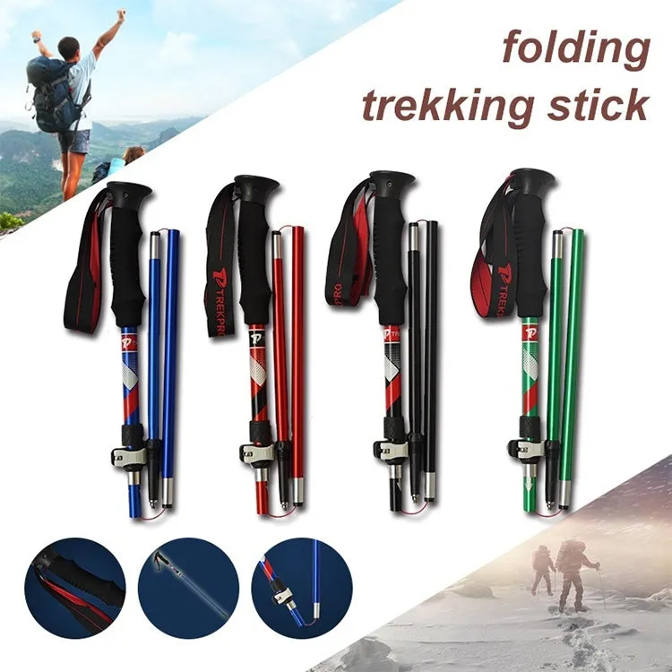 5 Node Portable Foldable Aluminium Alloy Alpenstocks Trekking Poles, Folding Length : 35CM (Green)