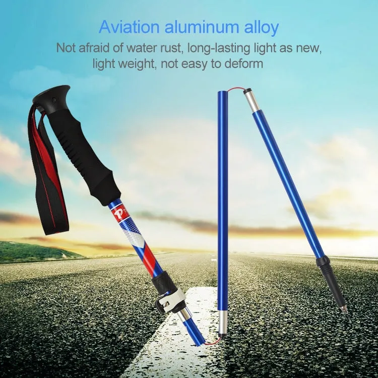 5 Node Portable Foldable Aluminium Alloy Alpenstocks Trekking Poles, Folding Length : 35CM (Red)