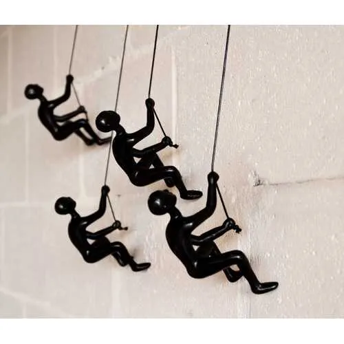 6" x 3" x 3" Resin Black 4 Pack Climbing Man