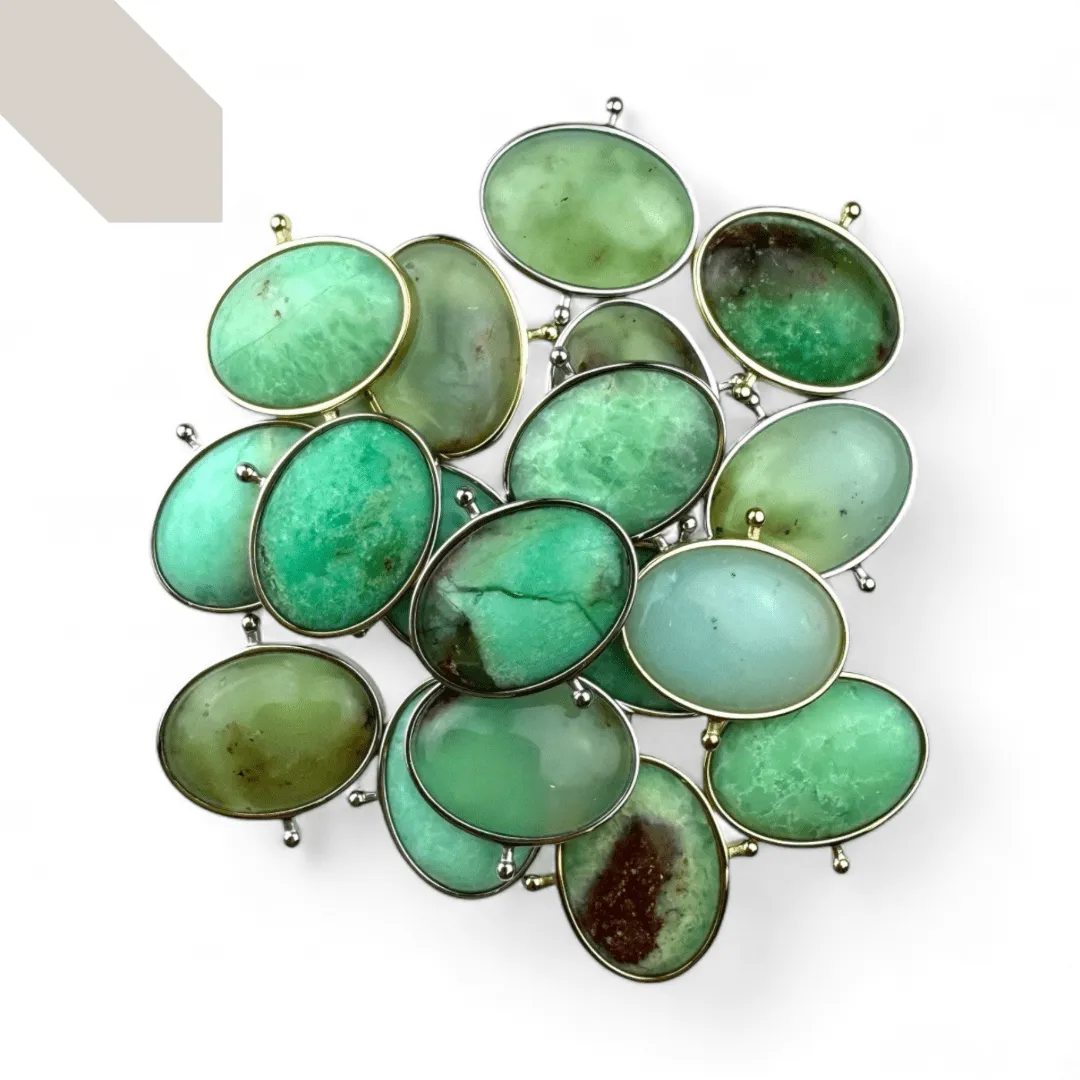 CHOOSE YOUR OWN Silver Chrysoprase Oval Crystal Element – Groups I-O