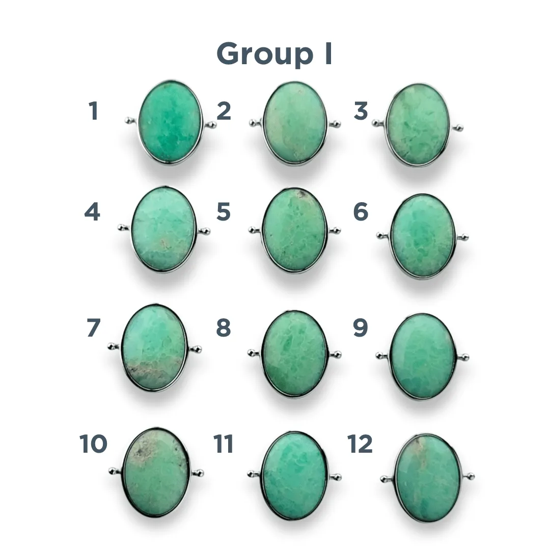 CHOOSE YOUR OWN Silver Chrysoprase Oval Crystal Element – Groups I-O