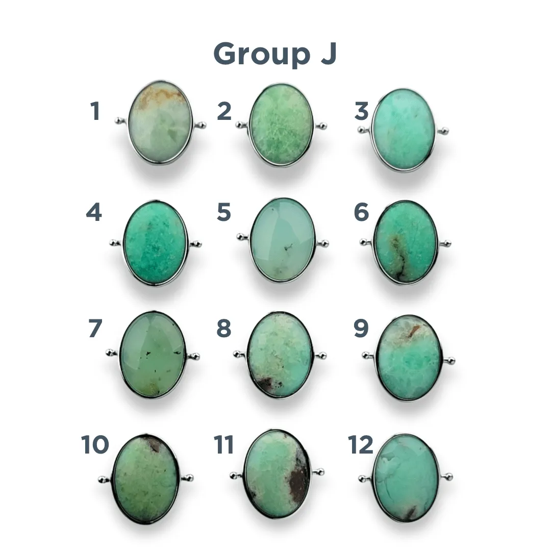 CHOOSE YOUR OWN Silver Chrysoprase Oval Crystal Element – Groups I-O