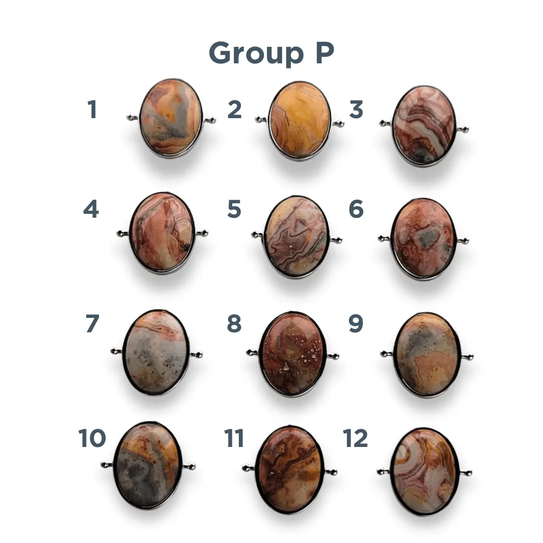 CHOOSE YOUR OWN Silver Crazy Jasper Oval Crystal Element – Groups P-T