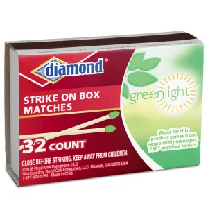 Diamond Green Light Strike On Box Matches, 32 Count