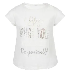 GIRLS OFFWHITE T-SHIRT WITH GRAPHIC LETTERING