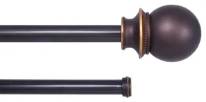 Kenney Fast Fit KN75217 Curtain Rod, 5/8 in Dia, 66 to 120 in L, Steel, Brown, Oil-Rubbed Bronze :EA: QUANTITY: 1