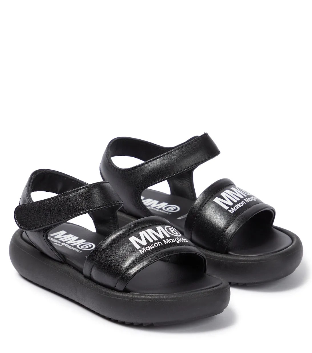 Leather sandals with MM6 Maison Margiela logo, black