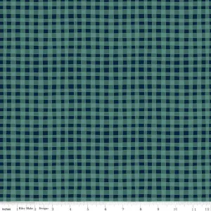 Love You S’more Gingham Teal Cotton Yardage by Gracey Larson | Riley Blake Designs