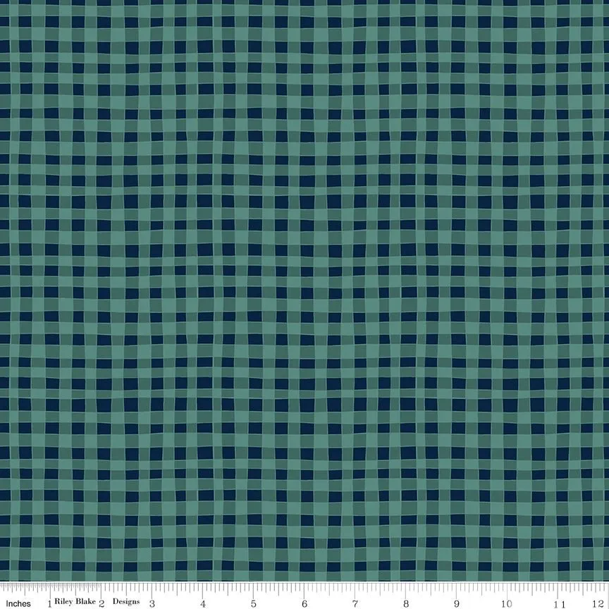 Love You S’more Gingham Teal Cotton Yardage by Gracey Larson | Riley Blake Designs