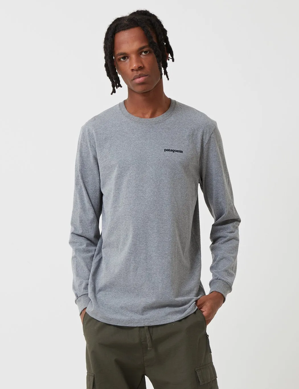 Patagonia P-6 Logo Responsibili-Tee Long Sleeved T-Shirt - Gravel Grey Heather