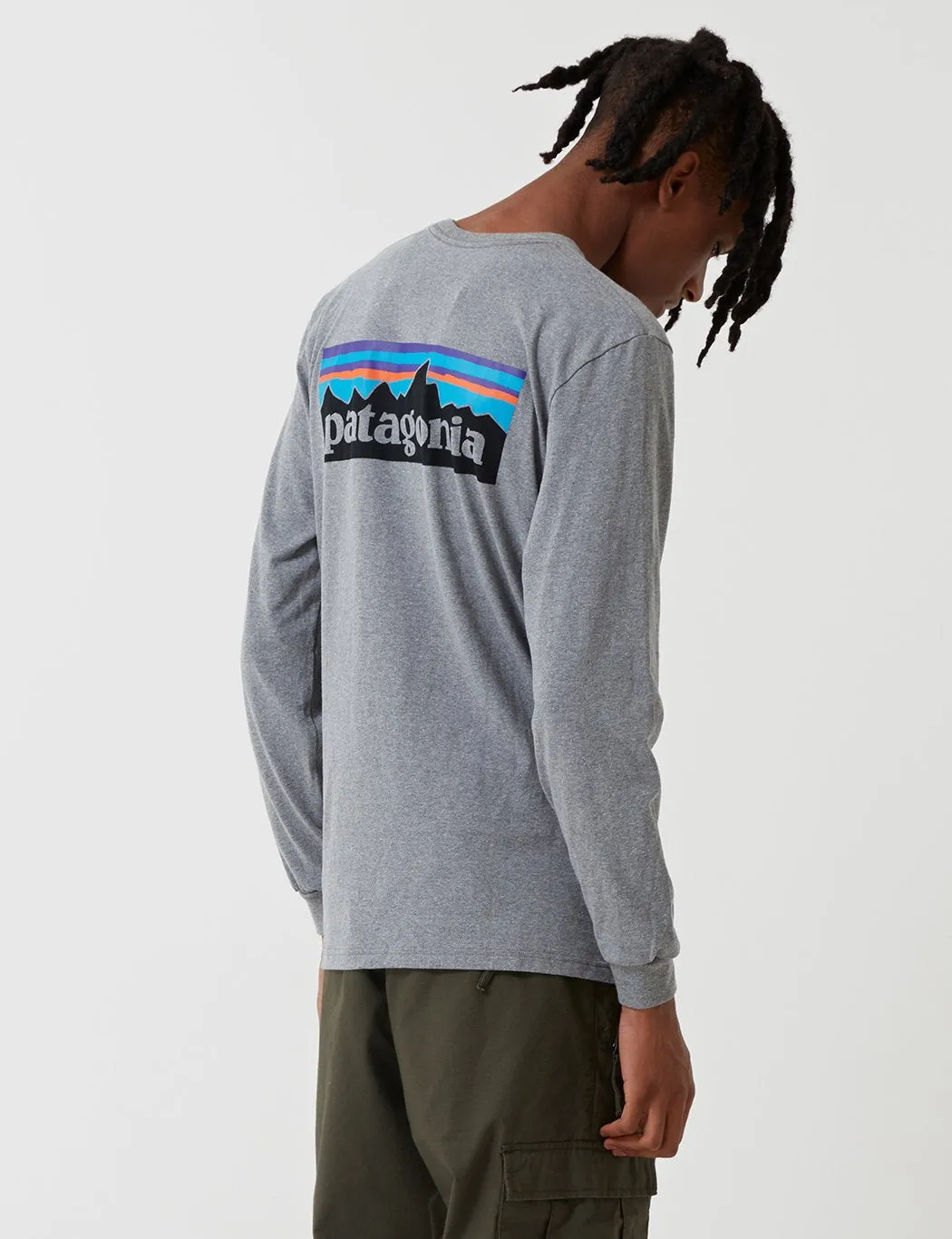 Patagonia P-6 Logo Responsibili-Tee Long Sleeved T-Shirt - Gravel Grey Heather