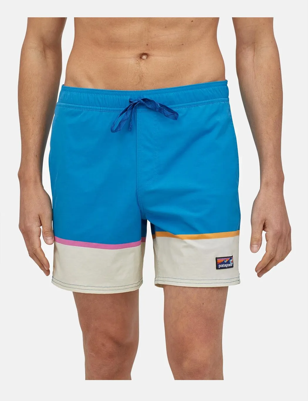 Patagonia Stretch Wavefarer Volley Shorts (16", Bottom Leg Stripe) - Joya Blue