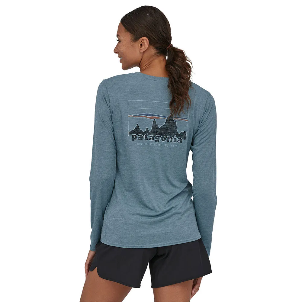 Patagonia Women's Long Sleeve Capilene Cool Daily Graphic Top - '73 Skyline: Light Plume Grey X-Dye