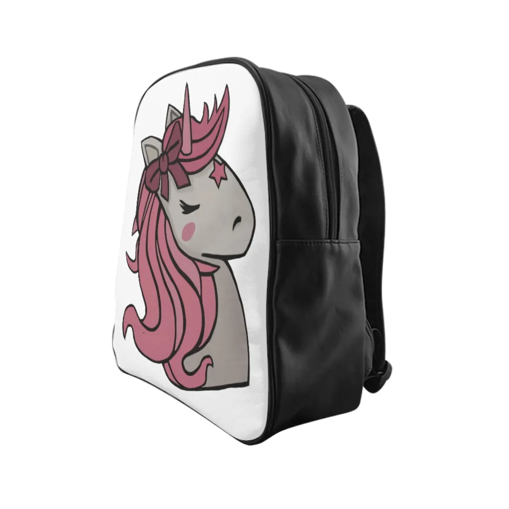 Pink Unicorn Head School Backpack