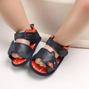 Shark Anti-Slip PU Leather Sole Sandals - Blue And Orange