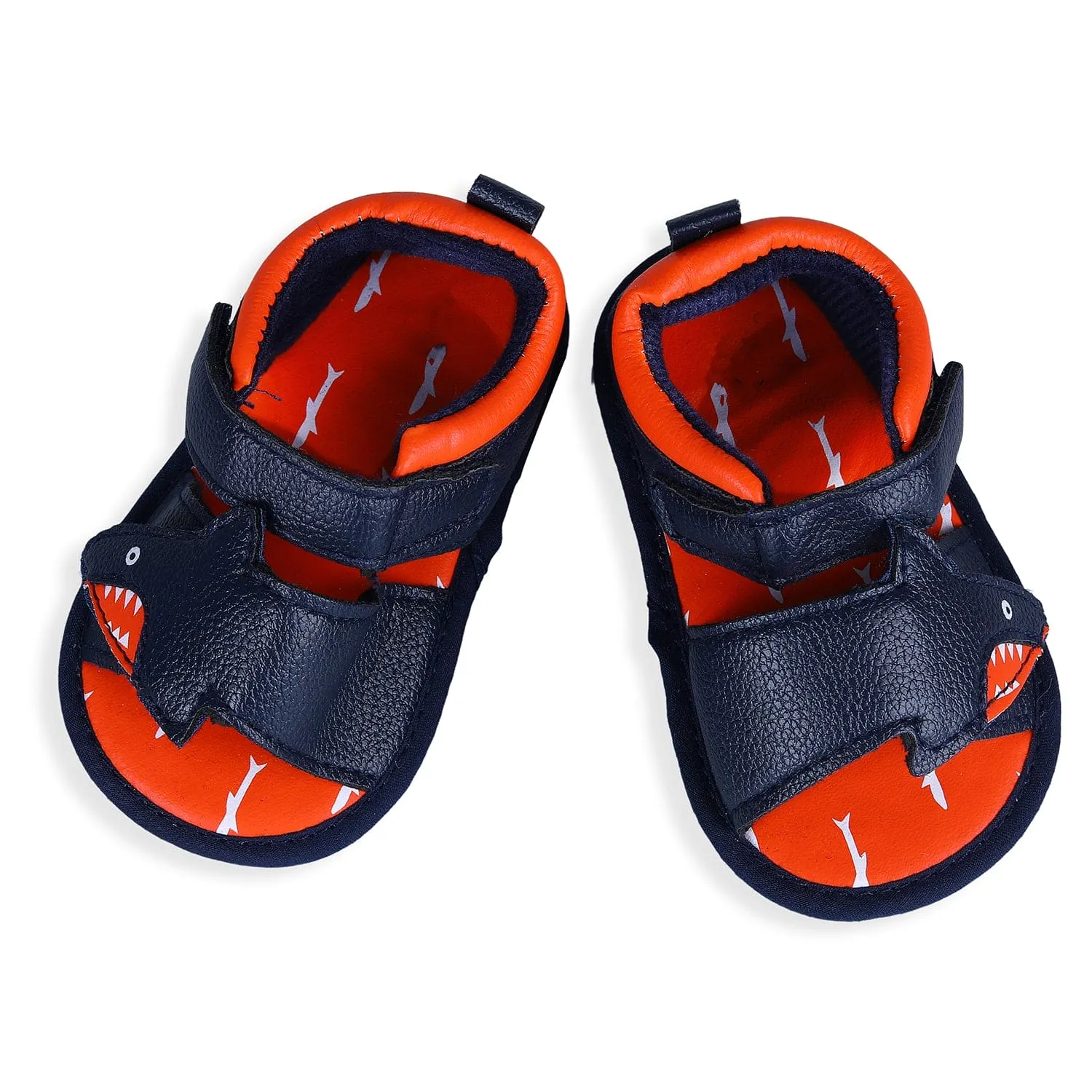 Shark Anti-Slip PU Leather Sole Sandals - Blue And Orange