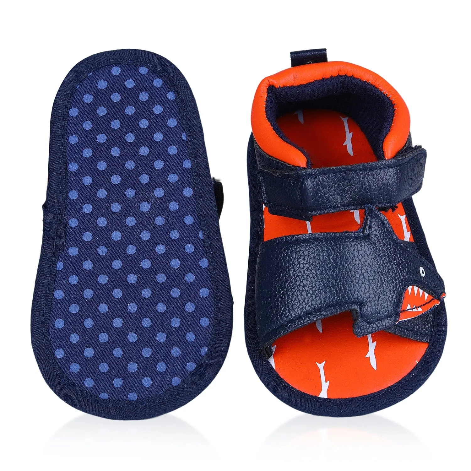 Shark Anti-Slip PU Leather Sole Sandals - Blue And Orange