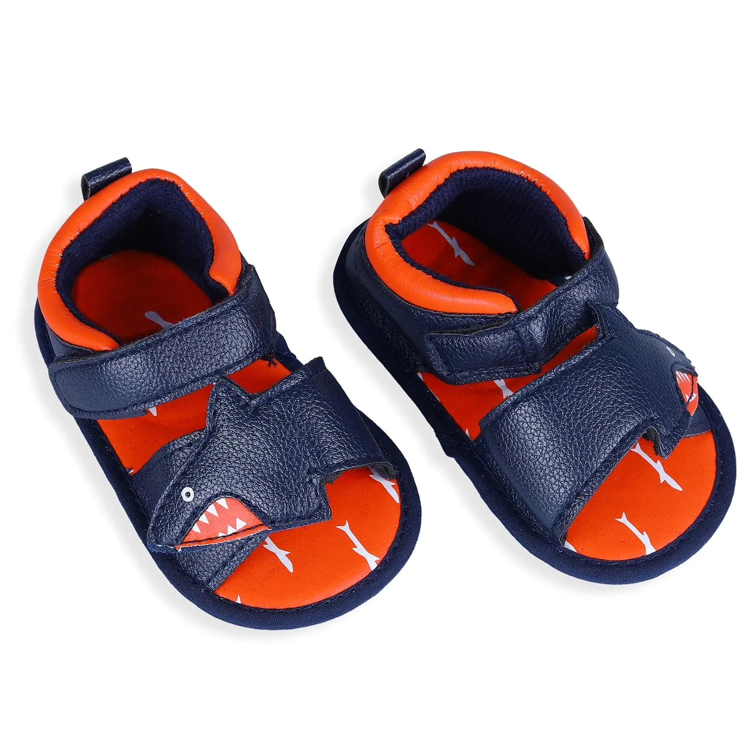 Shark Anti-Slip PU Leather Sole Sandals - Blue And Orange