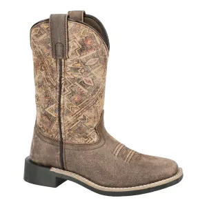 Smoky Mountain Boots Chocolate Oasis Square Toe Boots for Kids with Tan Aztec Print Tops