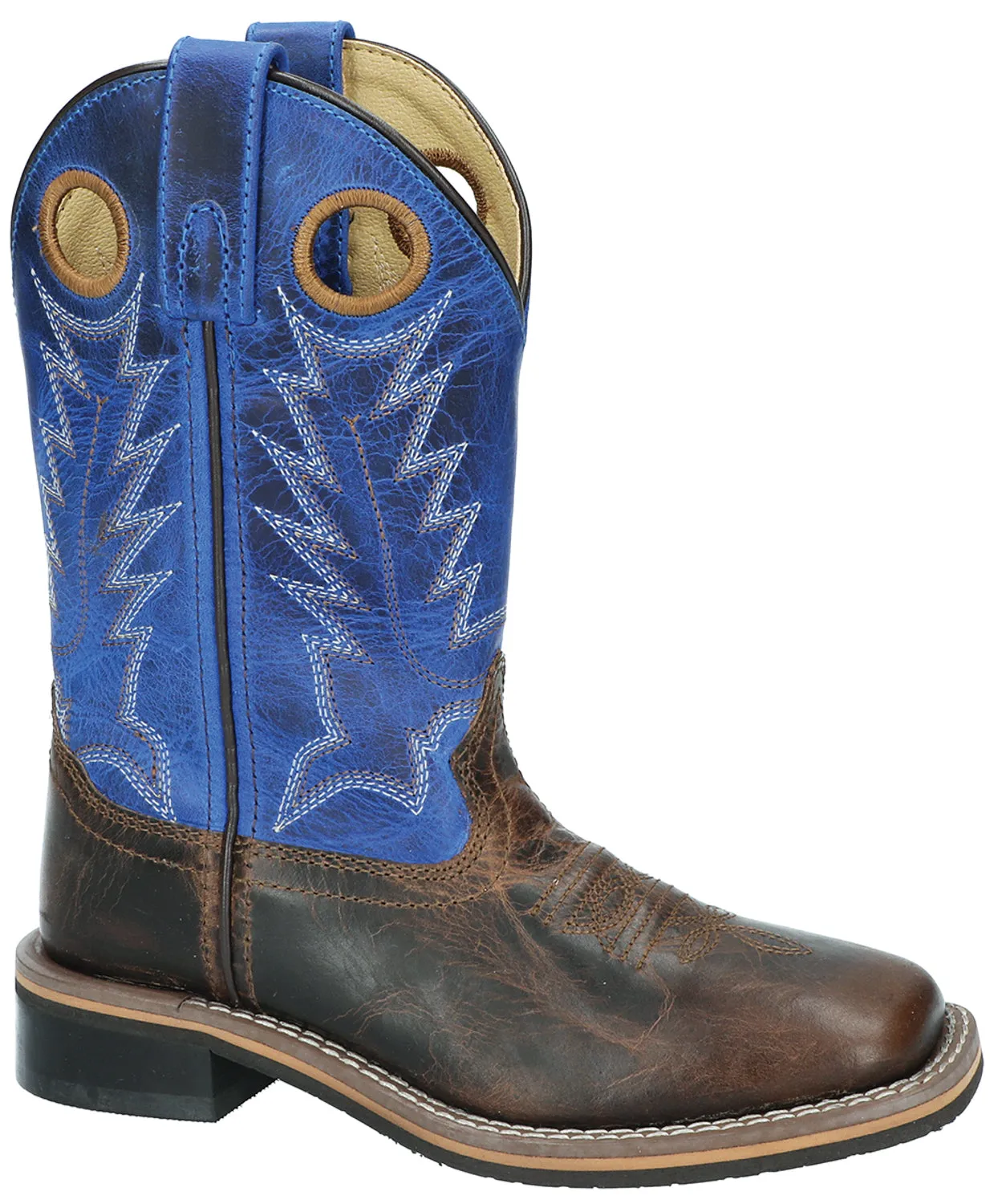 Smoky Mountain Children Unisex Dusty Brown/Blue Leather Cowboy Boots