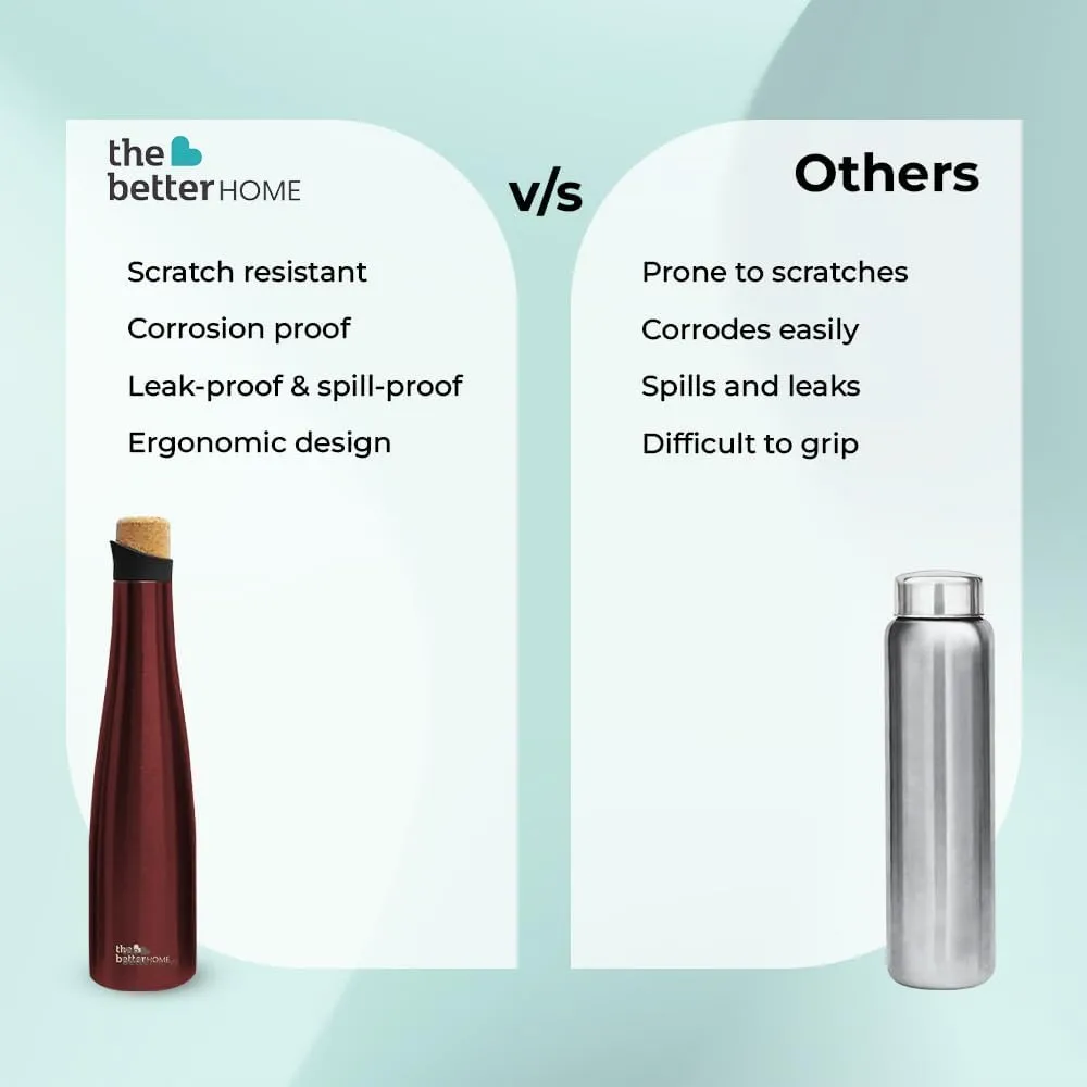 The Better Home Rogue Series Insulated Water Bottle 750ml with Cork Cap (Wine) Water Bottle for Office Stainless Steel Water Bottles for Kids | Hot & Cold Water Bottle | Aesthetic Water Bottle