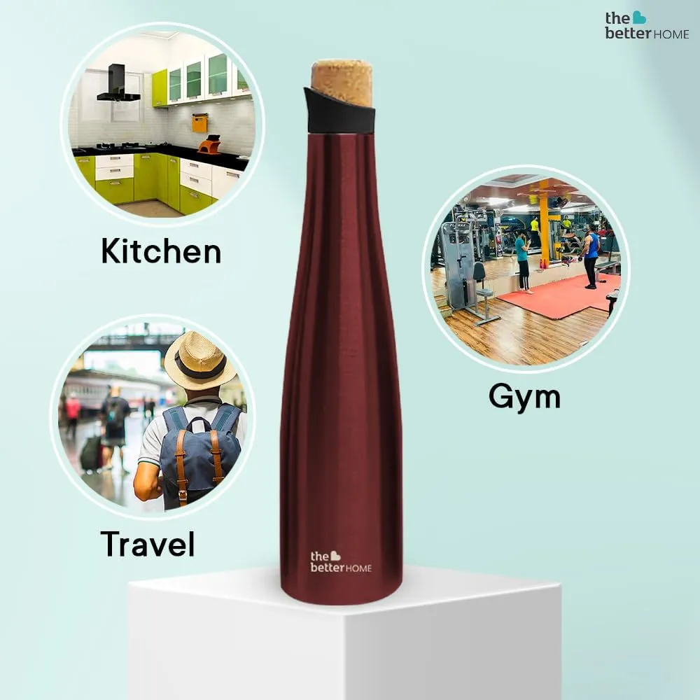 The Better Home Rogue Series Insulated Water Bottle 750ml with Cork Cap (Wine) Water Bottle for Office Stainless Steel Water Bottles for Kids | Hot & Cold Water Bottle | Aesthetic Water Bottle