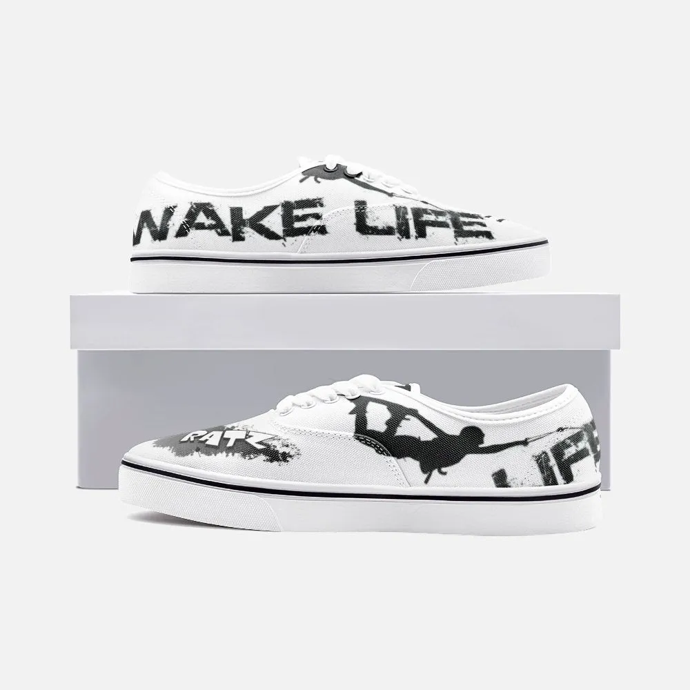 Unisex B/W H2OratZ Wake Life Canvas Shoes Fashion Low Cut Loafer Sneakers