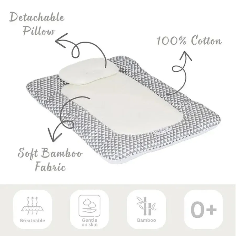 White & Grey Baby Mattress W/ Bamboo Paddings - Triangle