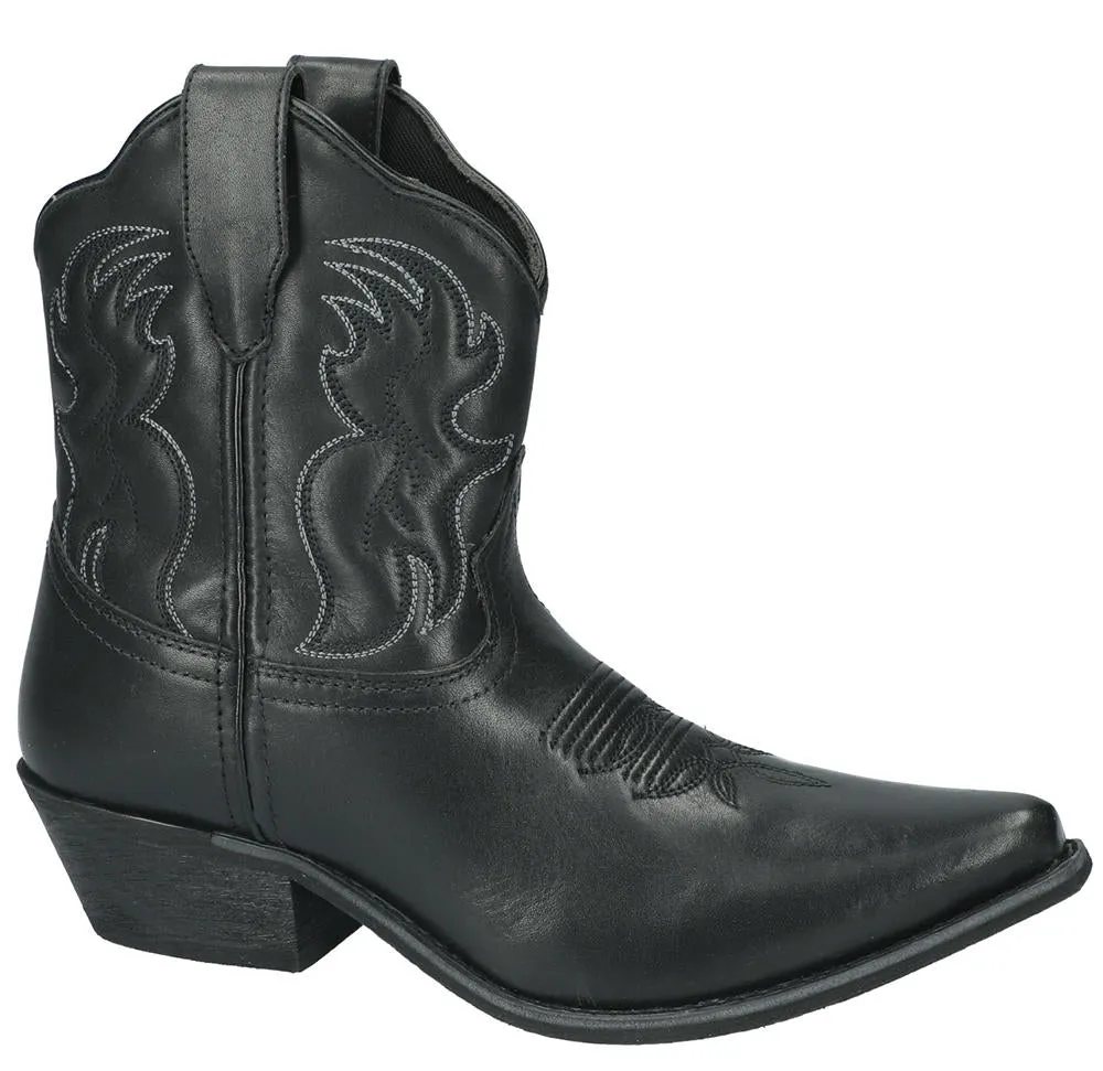 Women's Black Hailey Snip Toe Shorty Boots from Smoky Mountain Boots